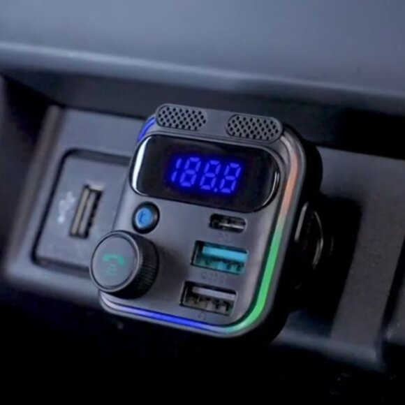 NIB - Multifunctional Car Wireless FM Transmitter, Hand-Free Adapter and Charger - Picture 2 of 13